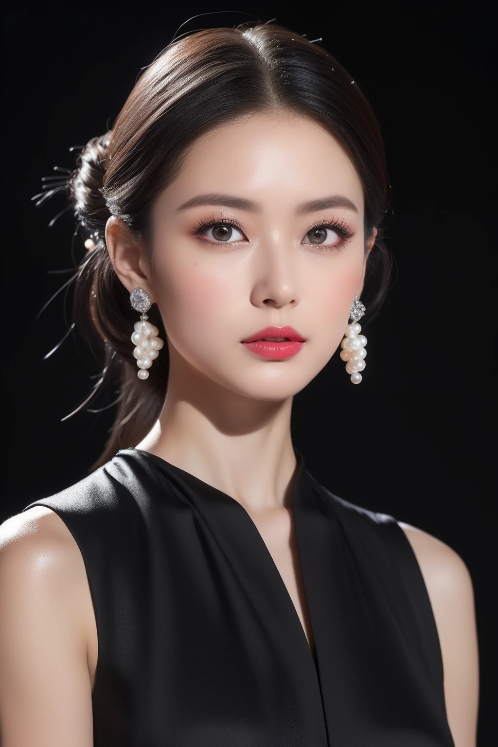 (8k,Best Picture Quality,A high resolution,Very detailed body details,full bodyesbian,动态照明,Very detailed faces,Street photography)Noble princess costume on a black volcano,Appearance, makeup, clothing needs to show a unique and mysterious temperament。Here are some hints and details,Help you create this image:
1. appearance:
- Pale skin:Her skin takes on a pale grayish hue similar to that of volcanic rock,Looks transparent and smooth。
- Eyes like stars:Her eyes were like the deep night sky,The black pupils seemed to be able to devour all light。
- High bun:She coiled her thick, dark hair high,Paired with delicate hair accessories,It's like a black gemstone set on top of your head。
2. Makeup:
- Smoky eye makeup:Her eye makeup features a deep charcoal gray and shiny silver tone,The eyes reveal mystery and coldness。
- Red lips:Her lips were bright as blood,Apply a layer of dark red lipstick,Highlight her nobility and majesty。
3. clothes:
- Gorgeous dresses:She wore a black silk dress,It was like black waves undulating on her,Embellished with precious stones and pearls,shimmering with an enigmatic twinkle。
-Cloak: Her cape is made of black velvet,Inlaid with silver silk thread,Like a shooting star in the night sky,Let her be like a shining star on the black volcano。
These descriptions can help you create a sense of mystery、Noble and charming image of a princess。Remember to use adjectives and detailed descriptions to express her character and the details of her dress。