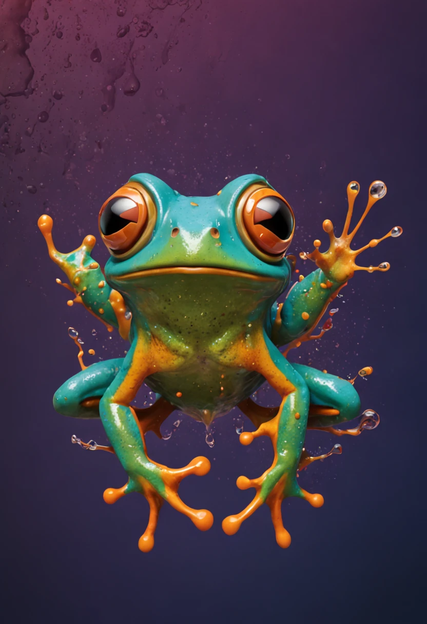 Die-cut splash art, Steampunk frog ((White background)), tosen, Epic Instagram, art stations, splash style of color paint, contours, hyper detailed intricately detailed , illusory engine, Fantastical, intricately details, Splash screen, Complementary colors, fantasy concept art, 8K resolution, Deviantart's masterpiece, Oil painting, Heavy strokes, paint drips, Splash Art