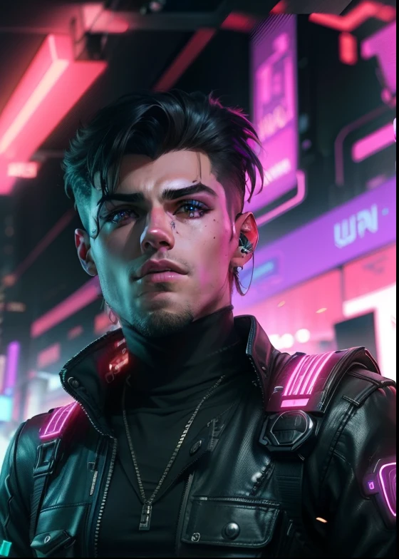 background cyberpunk handsome boy,8k,ultrahd