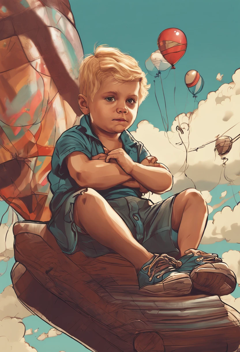 desenho para tatuagem, 02 yearsde, sitting on a scale with a balloon in hand
