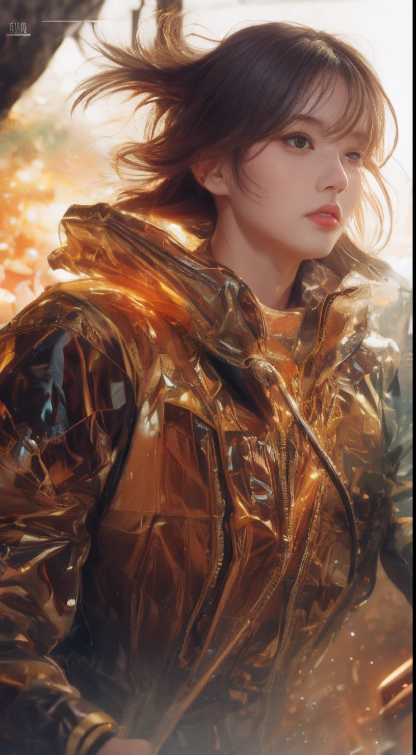 Beautiful Caucasian Woman, shoulder length messy hair, Black and gold PVC cat outfit, cheerfulness, full bodyesbian, Beautiful anime waifu style girl, Hyperdetailed painting, Luminism, art by Carne Griffiths and Wadim Kashin concept art, 4K 分辨率, fractal isometrics details bioluminescens , a 3D render, rendering by octane, intricately details , Cinematic, trending on artstation Isometric Centered hyperrealistic cover photo awesome full color, handpainted , grittiness, Realistic Mucha , Intricate, hit definition , Cinematic,Rough sketch, Bold lines, On paper,