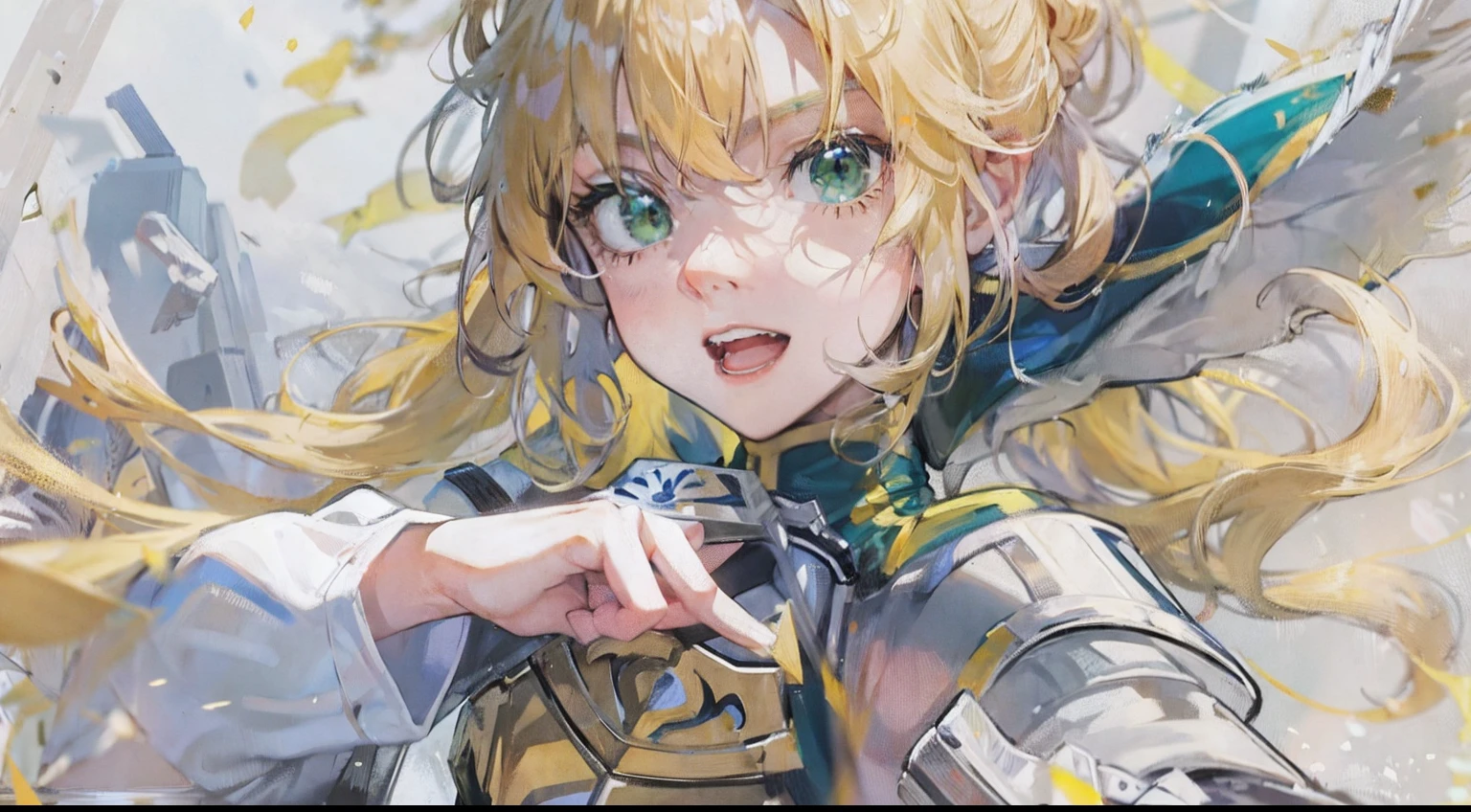 chest plate，The clothes ar，muri，golden hair，