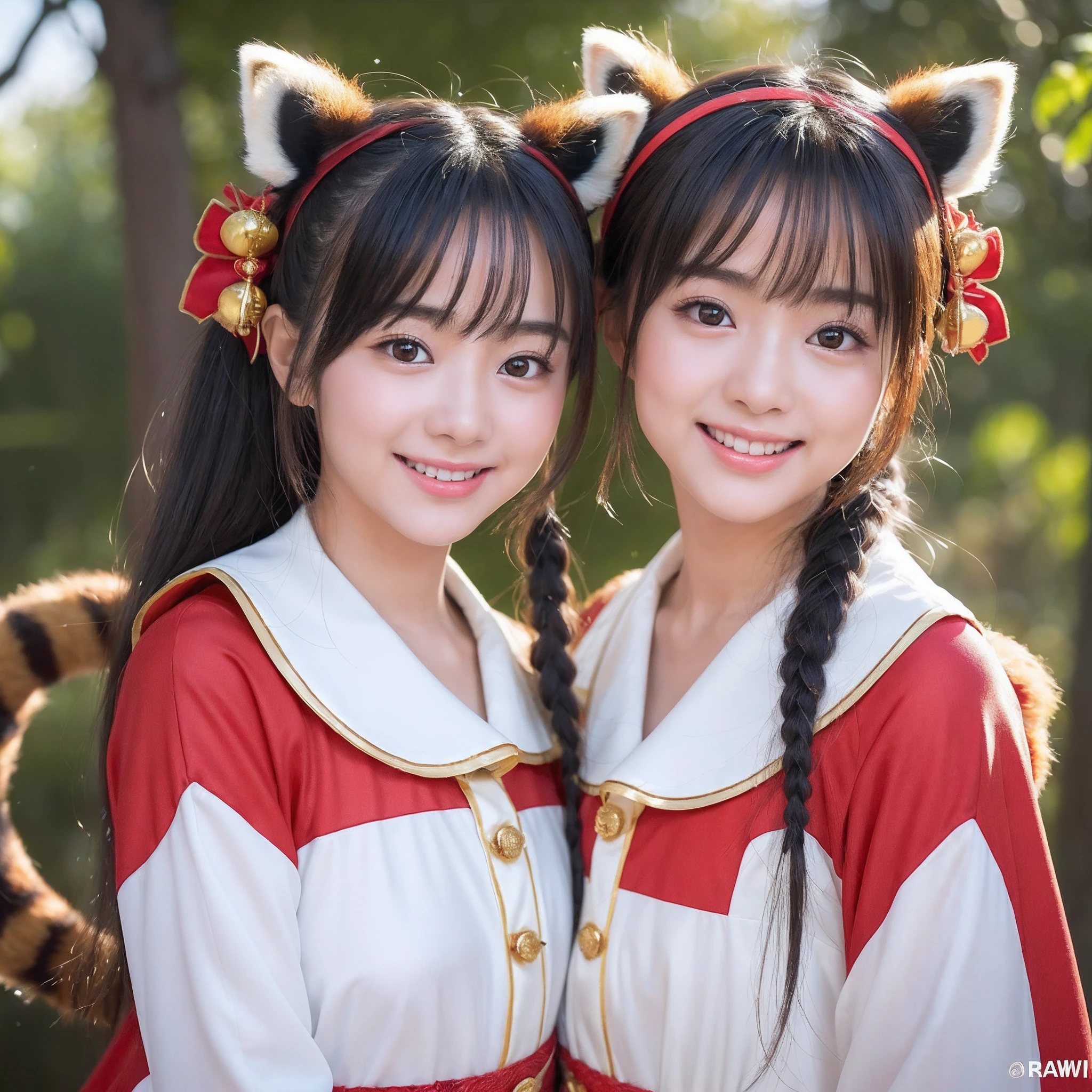 (8K、RAW Photos、top-quality、​masterpiece:1.5)、(realisitic、Photorealsitic:1.5)、ultra-detailliert、超A high resolution、lighting like a movie、(((Idol who loves red pandas)))、(((Japan 16 year old girls)))、(((Wearing a cute costume with a red panda motif)))、(Lots of red pandas:1.5)、cute smile face、Happy and energetic atmosphere、dynamic ungle、动态照明