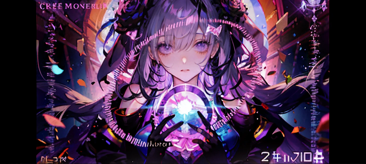 silber hair,butterflys,long whitr hair,8k wallpaper,detailedbackground,Highest high resolution,deep v big breasts,Hair over eyes,Bandeau,Church background,Purple roses,tight-fitting,themoon,stocklings