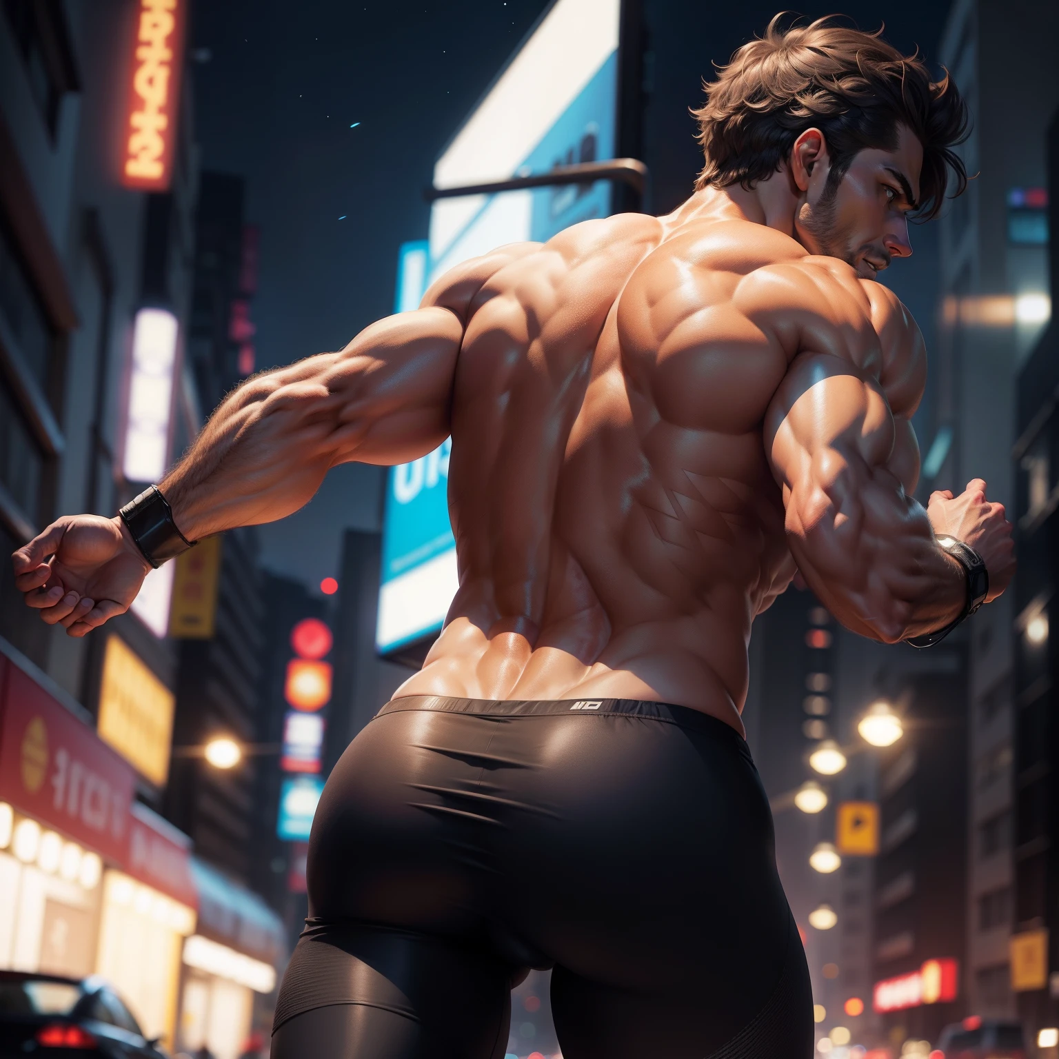 Buttocks man running at night