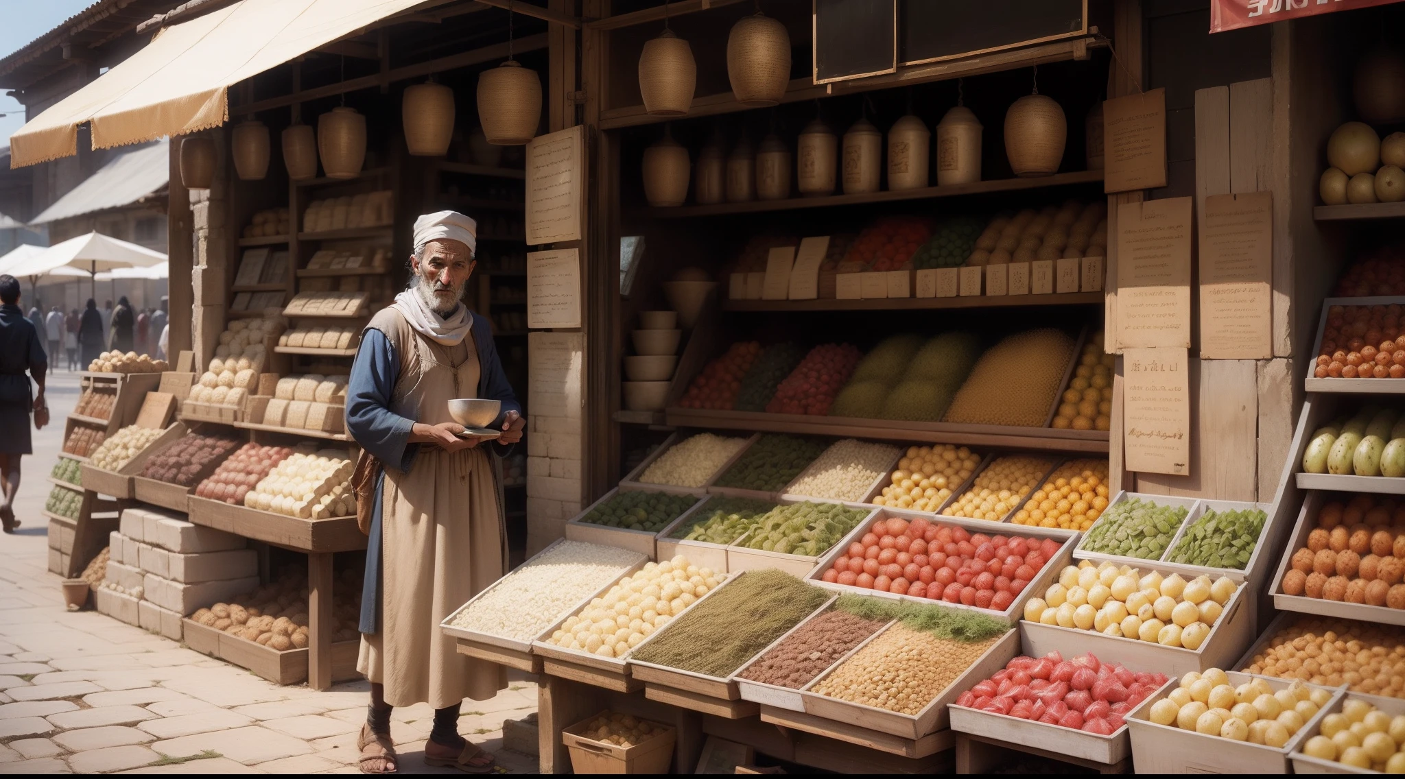A seller from biblical times, near a ancient market