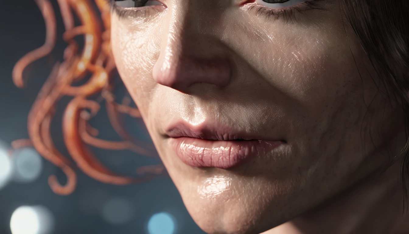 Cinematic image effects,angel and demon,Realistic skin texture,Dark style,Close-up of a face,There is half of the face in the middle, a raytraced image by Jon Coffelt, zbrush central, sōsaku hanga, face high detail, High detail face, highly detail face, Buddha, Oriental face, Detail and symmetrical face, ultradetail face, com rosto detalhado,depth of fields,high light,Real light,Ray traching,oc rendered,Hyper-realistic,best qualtiy,8K,Works of masters,