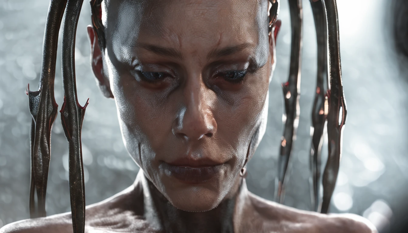 Cinematic image effects,angel and demon,Realistic skin texture,Dark style,Close-up of a face,There is half of the face in the middle, a raytraced image by Jon Coffelt, zbrush central, sōsaku hanga, face high detail, High detail face, highly detail face, Buddha, Oriental face, Detail and symmetrical face, ultradetail face, com rosto detalhado,depth of fields,high light,Real light,Ray traching,oc rendered,Hyper-realistic,best qualtiy,8K,Works of masters,