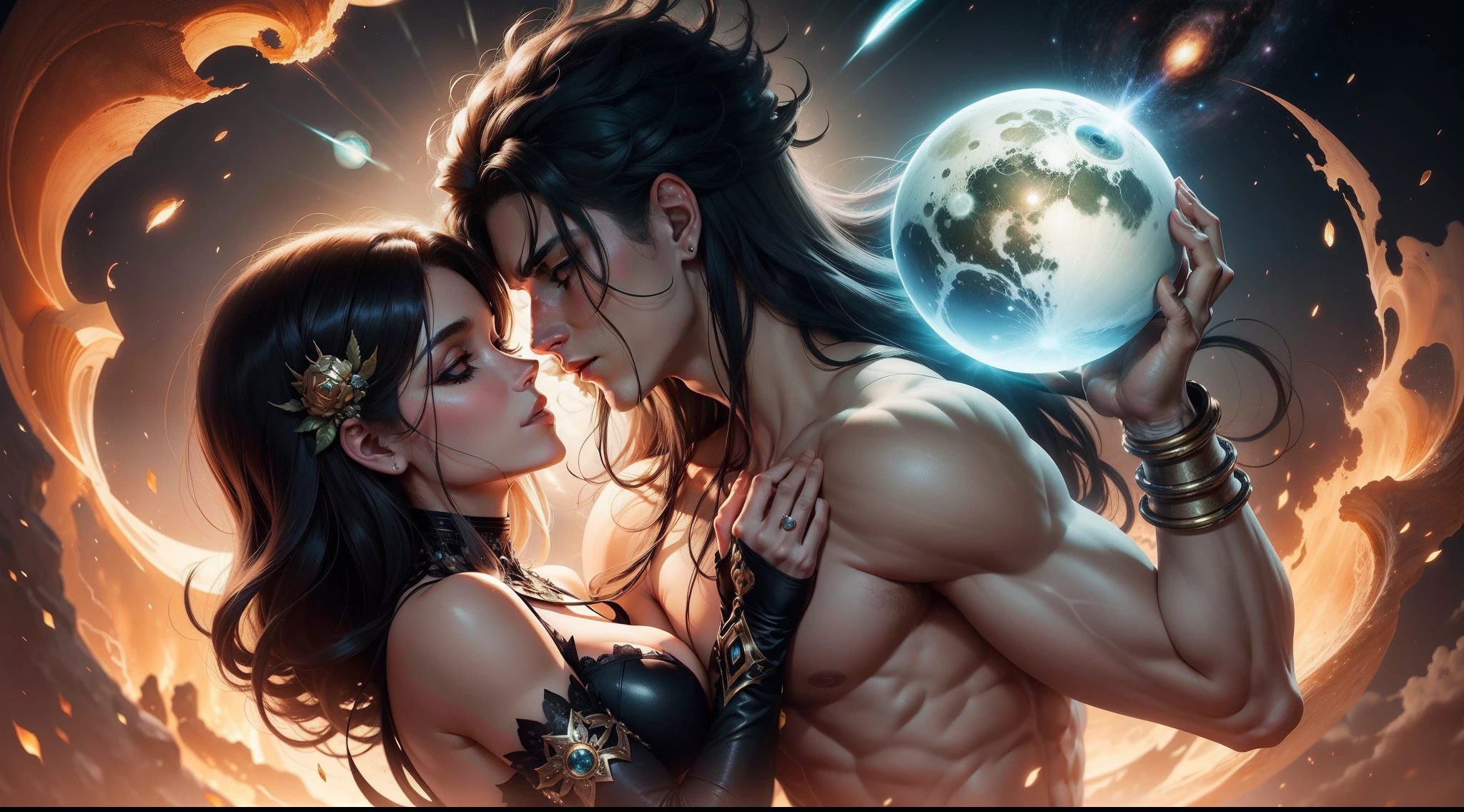 From the love between Gaia and Uranus, the Titans were born, powerful beings who personified natural forces and primordial elements.