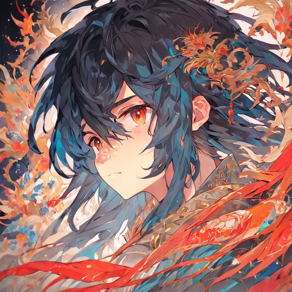 (White background:1.4),(Silhouette of a boy's head, Eyes closed, colorfull long hair, Oriental elements),(Chinese illustration:1.3,paper art:1.3, Quilted paper art:1.2),( reasonable design, Clear lines, High sharpness,Best quality, Very detailed, Masterpiece, movie light effect, 4K )