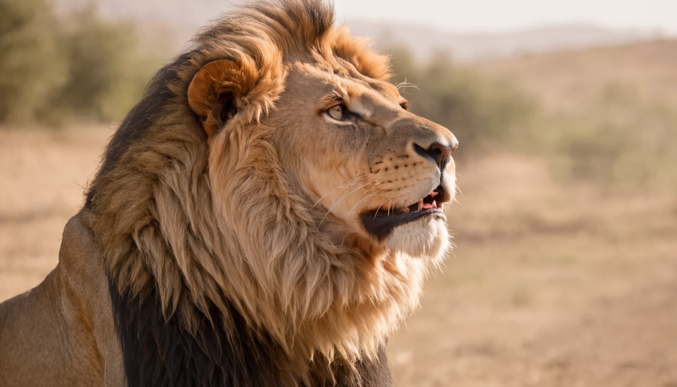 a huge lion and a (((man standing in front of him))), bible, biblical story, daniel in the lions den