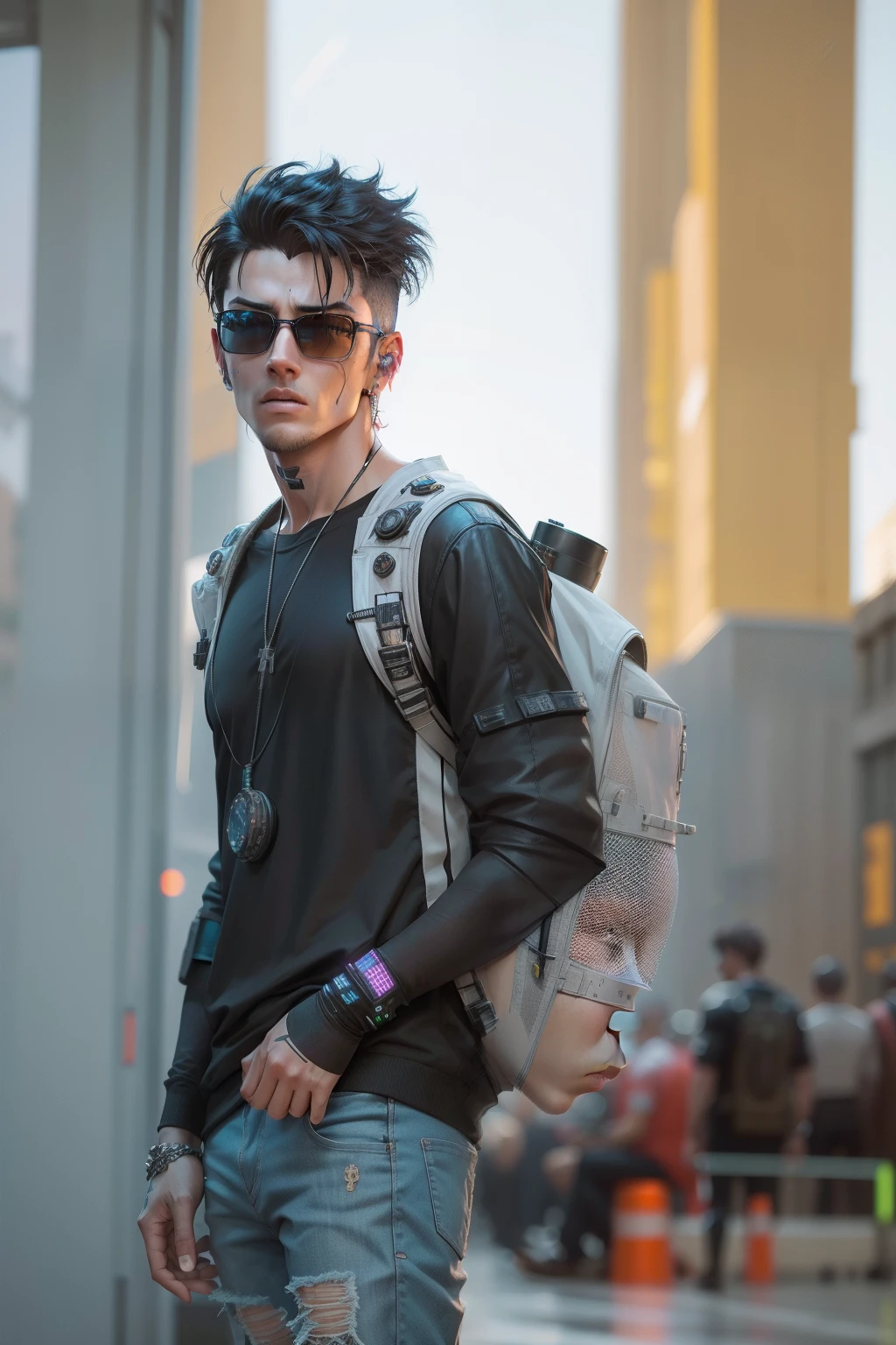 Cyberpunk, handsome boy, realistic,8k