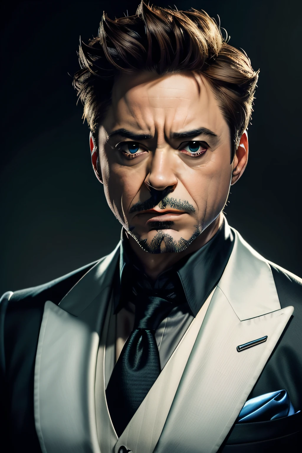 Robert Downey Jr. Angry face, in formal wear, portrait, half body