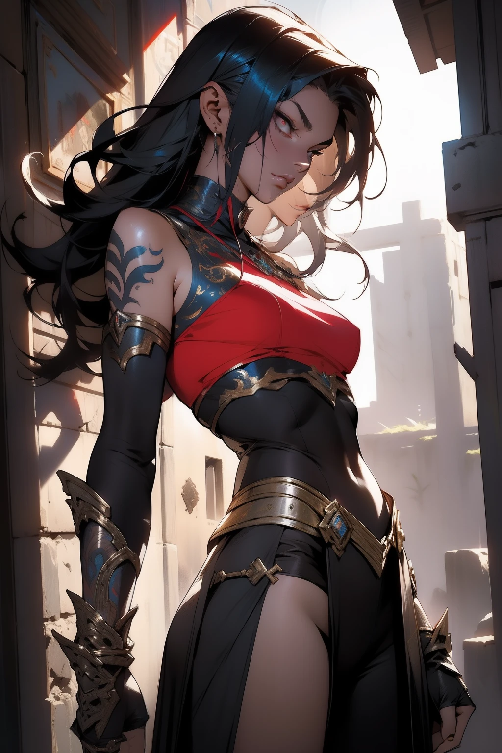 ((Frank Frazetta)), Bela mulher ((fera)) encorpada, 30 anos, corpo musculoso e perfeito, ((costas)), cabelo curto, gladiador com pouca roupa, capacete de gladiador romano, Tiny red slap, metal bra covering only the, feridas sangrando, cicatrizes pelo corpo quente, tatuagem tribal, arm covered by metallic gladiator armor, seios grandes, decote generoso, segurando uma espada manchada de sangue, rosto corajoso,  reino escuro, pose sexy, andar em uma arena romana
deviantart artstation cgscosiety, 🌺 CGSetnação, Alice X. Zhang, Jogo CG, 2 b, 2b, azarar, Cosplay, Anime estilo 3D, Guweiz, azarar, arcano, Personagem de anime; arte de corpo inteiro, rococo cyberpunk, Colouring, Beautiful image