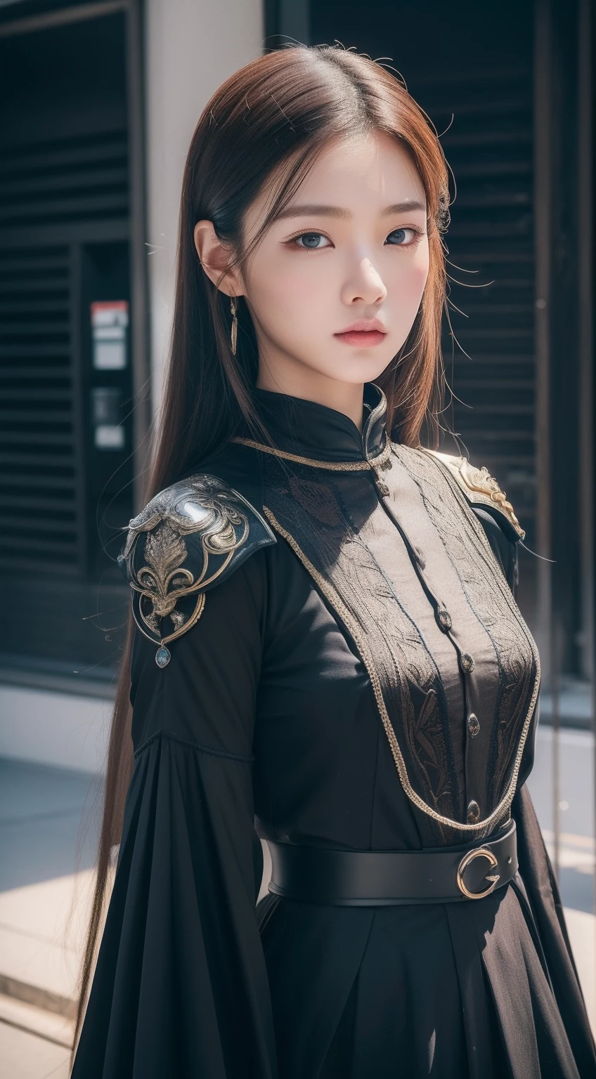 (8k,Best Picture Quality,A high resolution,Very detailed body details照,full bodyesbian,动态照明,Very detailed faces,Street photography)Noble princess costume on a black volcano,Appearance, makeup, clothing needs to show a unique and mysterious temperament。Here are some hints and details,Help you create this im