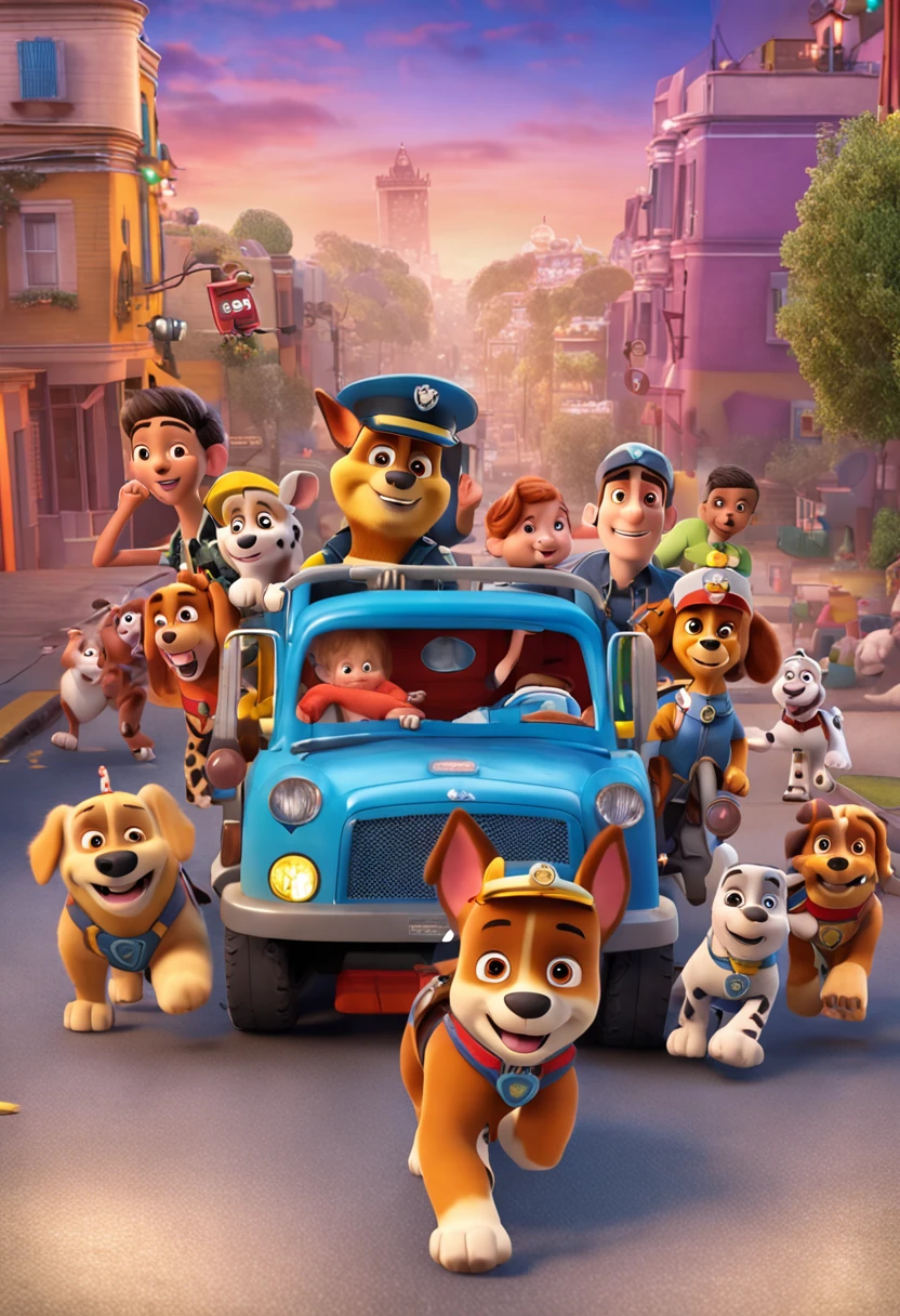 Paw Patrol in action, cena de filme 8k, ::n_ desenho, Imperfection, baixa qualidade, boneco, Jogo, anime, Texto, assinatura