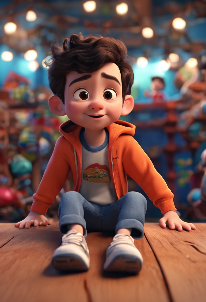 (Pixar 1.23 style) 1 boy ((upper body front, bust shot)), solo, cute ???, brunette, pretty tracksuit, boy, korean child, playground, ((masterpiece, highest quality)), (composite lighting)