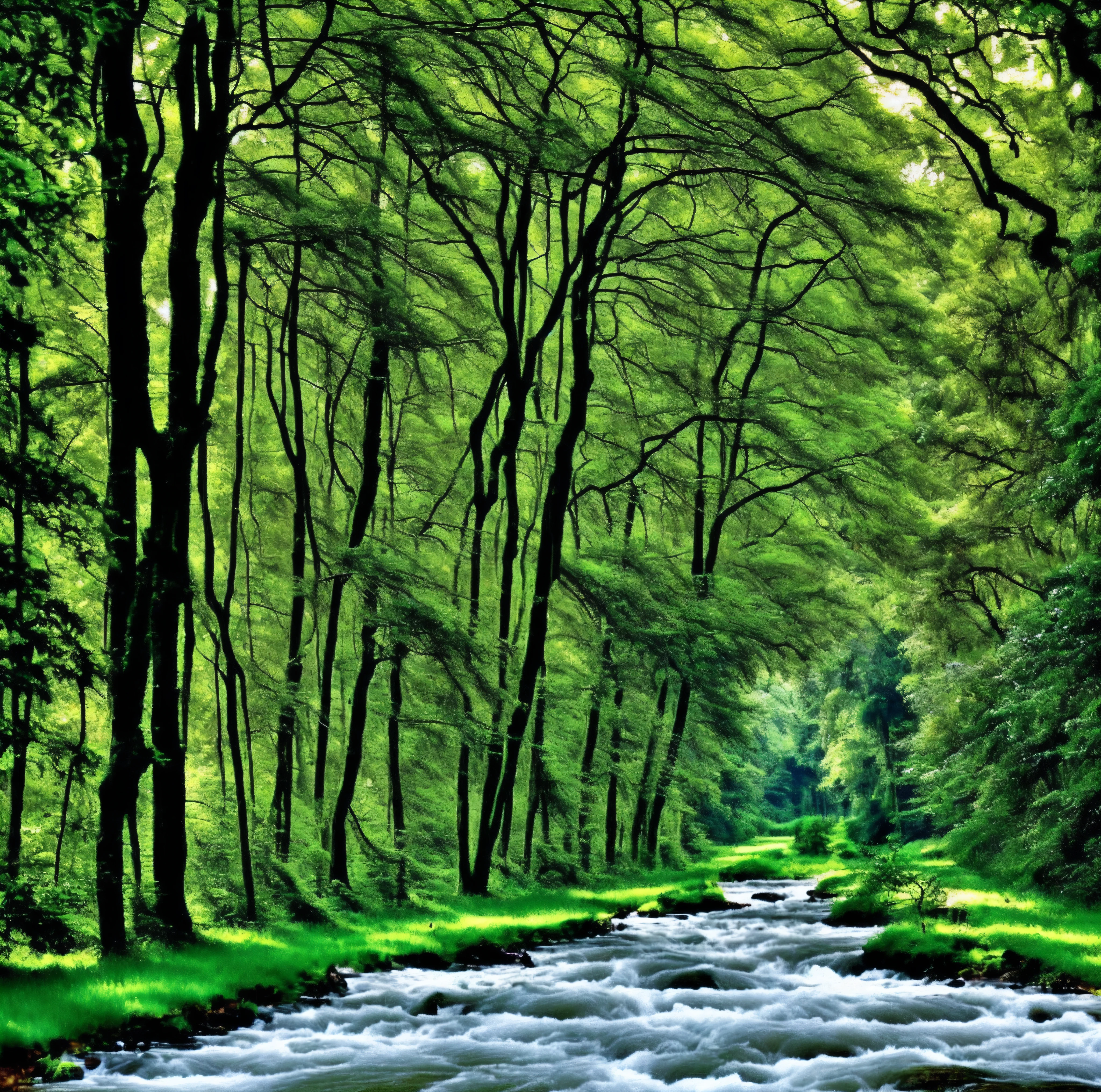vegetation and river