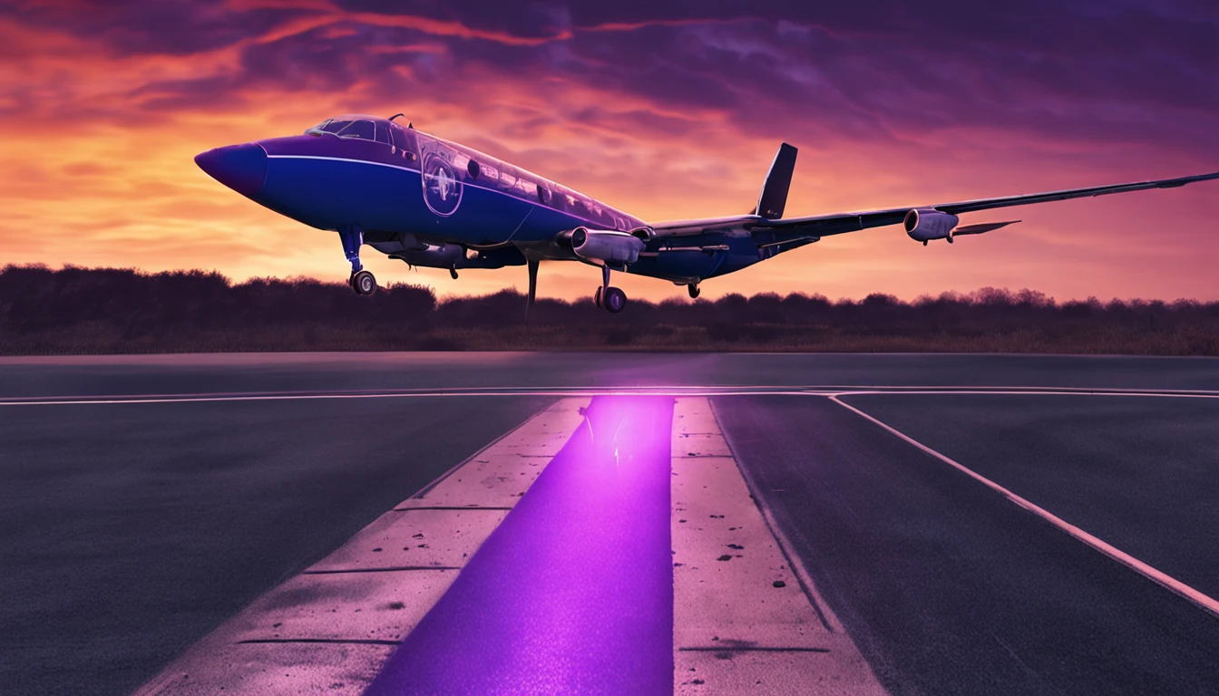 Blue-purple sunset,Airport runway
