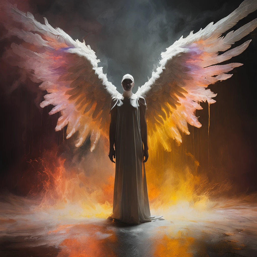 Angels and demons are just in one idea,A heavenly thought,One thought of hell,Heaven and hell are fleeting。Cinematic image effects,An angel and a demon,Cinematic image effects,depth of fields,high light,Real light,Ray traching,oc rendered,Hyper-realistic,best qualtiy,8K master works