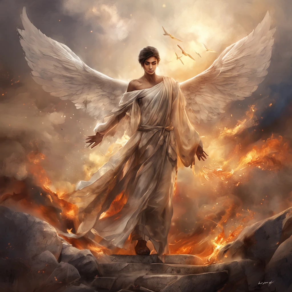 Angels and demons are just in one idea，A heavenly thought，One thought of hell，Heaven and hell are fleeting。Cinematic image effects，An angel and a demon，Cinematic image effects，depth of fields，high light，Real light，Ray traching，oc rendered，Hyper-realistic，best qualtiy，8K master works