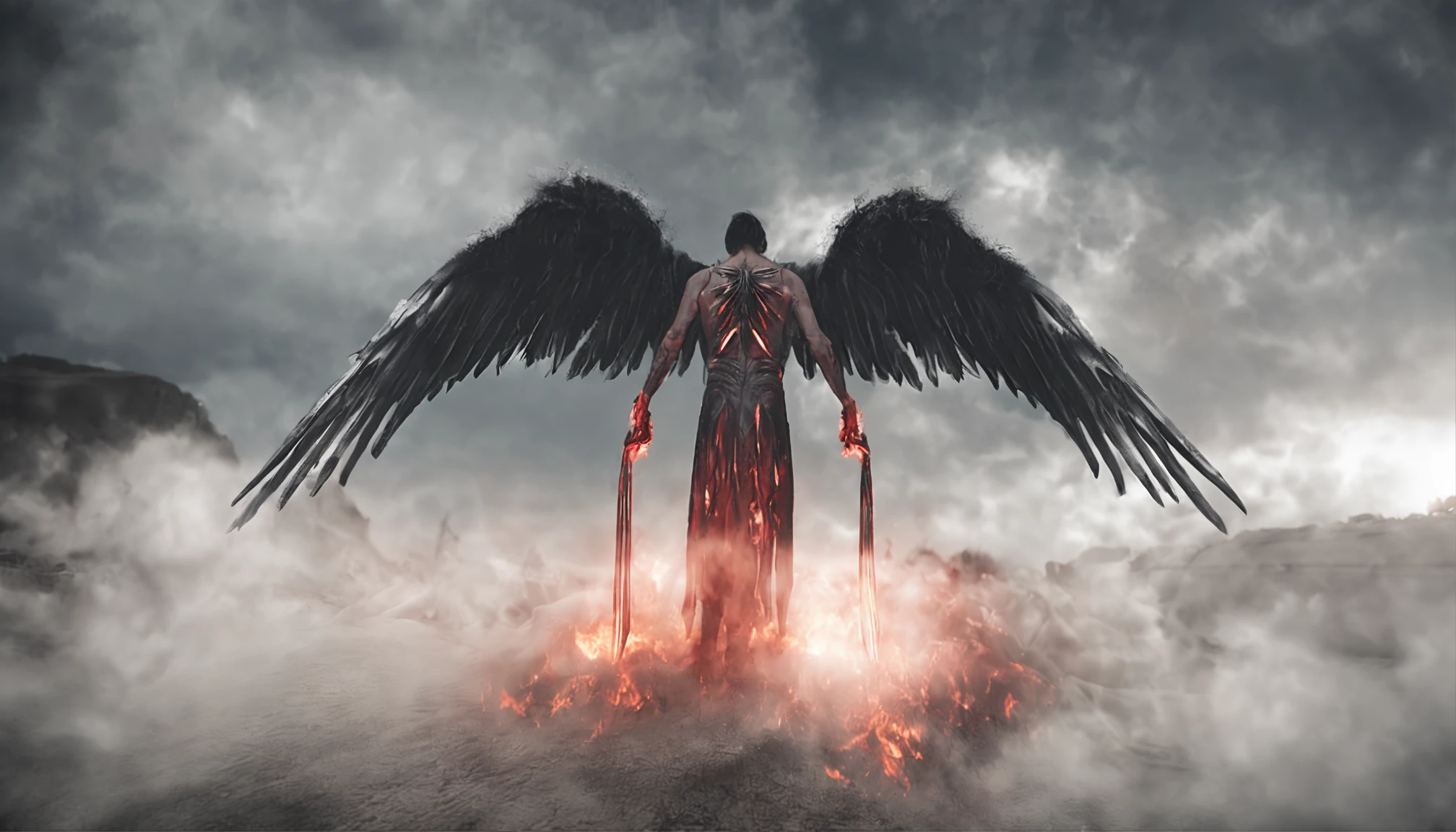 Angels and demons are just in one idea,A heavenly thought,One thought of hell,Heaven and hell are fleeting。Cinematic image effects,An angel and a demon,Cinematic image effects,depth of fields,high light,Real light,Ray traching,oc rendered,Hyper-realistic,best qualtiy,8K master works