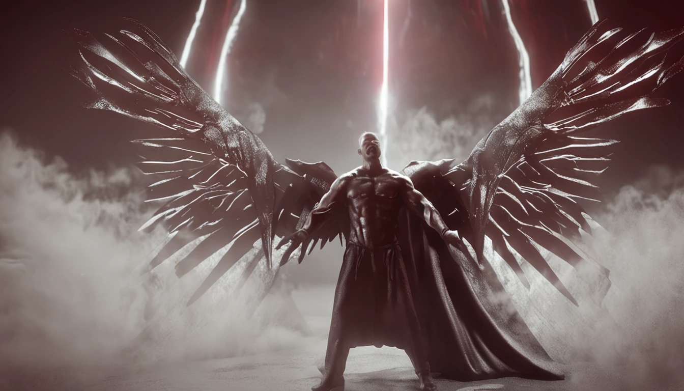 Angels and demons are just in one idea，Innate thoughts，One thought of hell，Heaven and hell are fleeting。Cinematic image effects，angel versus devil，Cinematic image effects，depth of fields，high light，Real light，Ray traching，oc rendered，Hyper-realistic，best qualtiy，8K master works