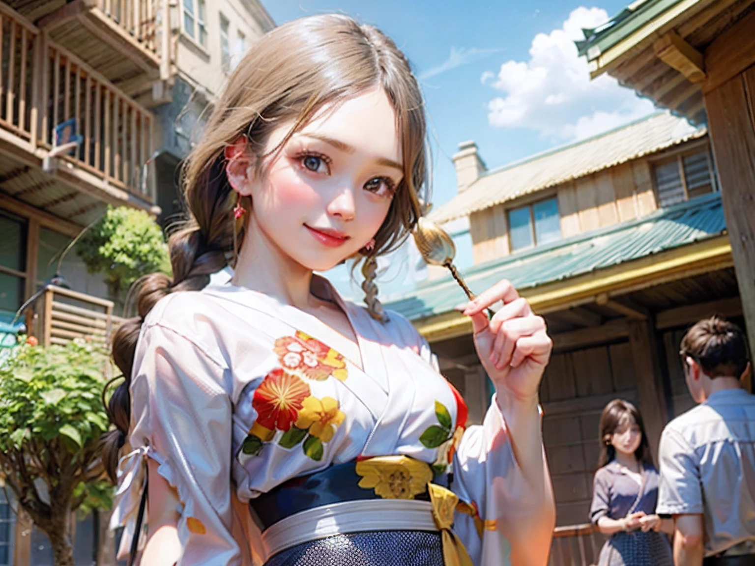 A dark-haired、Single braid、Longhaire