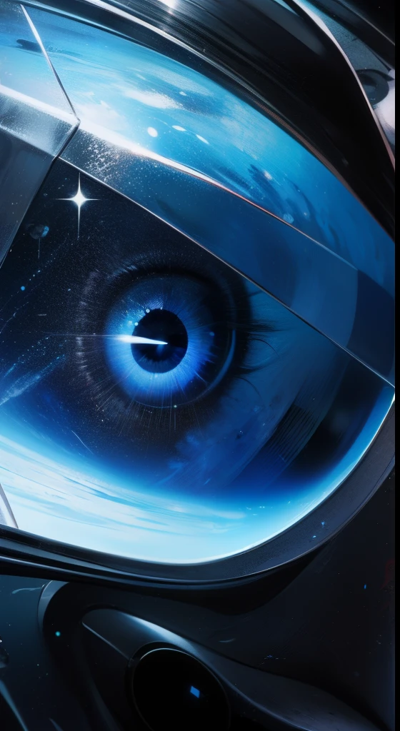(((A huge eye)))，dashed eyes，Inside the eyes is the cosmic starry sky，The eyes of the sea， Render at ultra-realistic 8K resolution.