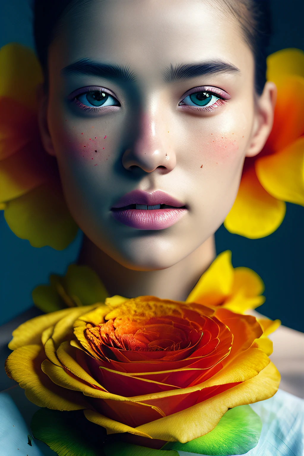 Golden, Ultra-detailed art abstract photography of geometric woman face, Beautiful white roses by the sea, Sunny day, Cumulus albicanus, detailed symmetrical circular iris, Shredded paper fragments, natural body posture, art by alberto seveso, author:Guy Denning, author:Johannes Itten, author:Las Mills, by Gustav Klimt, Symmetrical, abstract art style, intricate complex watercolor painting, Sharp eyes, Digital painting, Color explosion, Radiance, Colorful, concept-art, voluminetric lighting, 8K, By Artgerm, trending on artstationh, 16K resolution, 300 dpi, 600 dpi, 4K, contest winner, High definition, Golden eyes
, Detailed, Realistic, 8K, Ultra HD, High quality