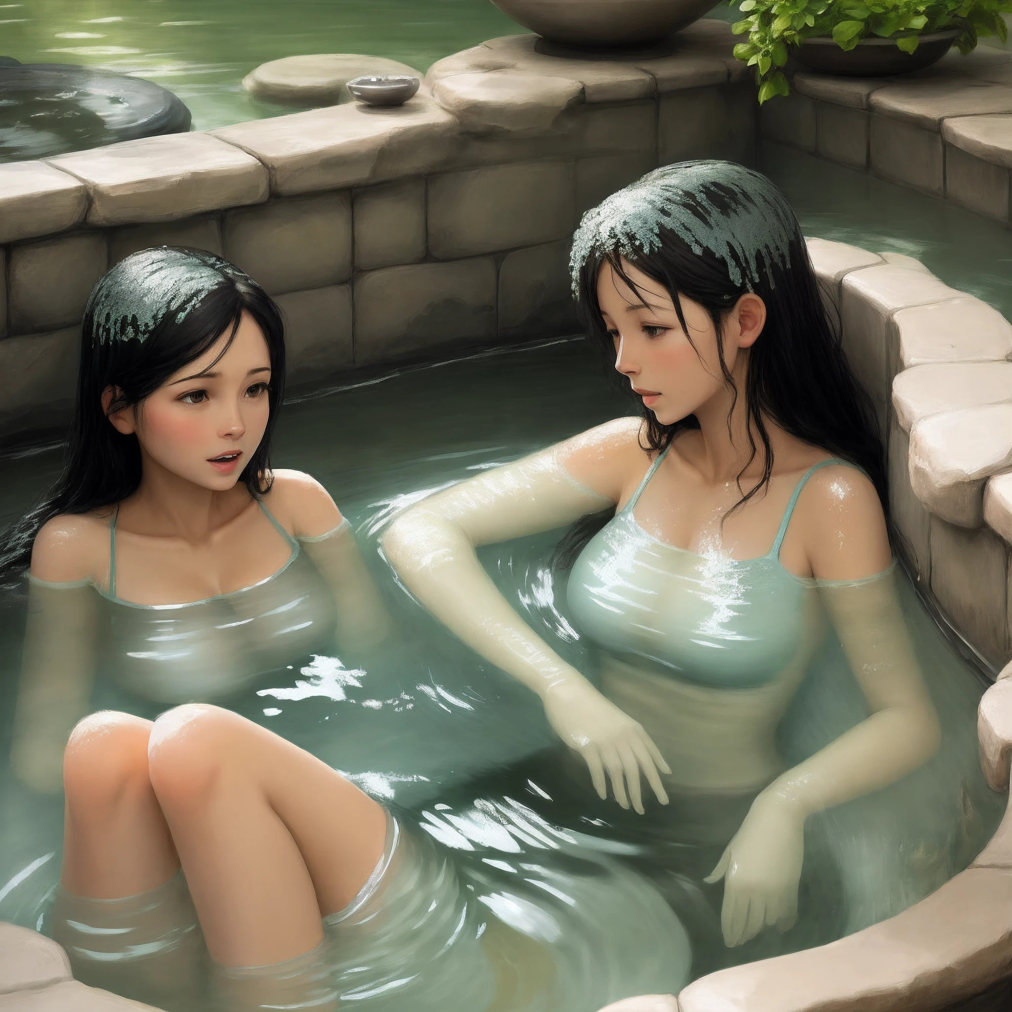 Women bathe