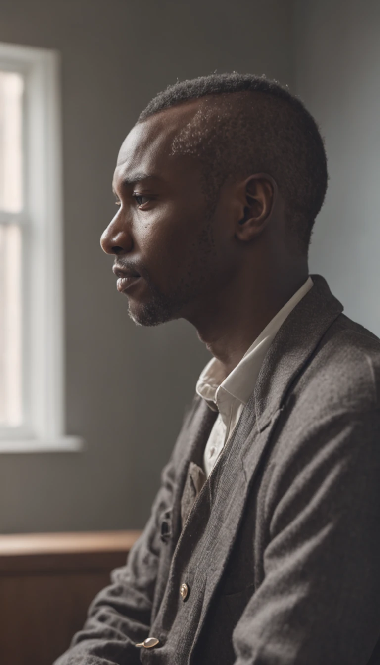 /upscale (extremely detailed 8k wallpaper) a medium shot photo of black male patient in hospital, sick, vintage photo