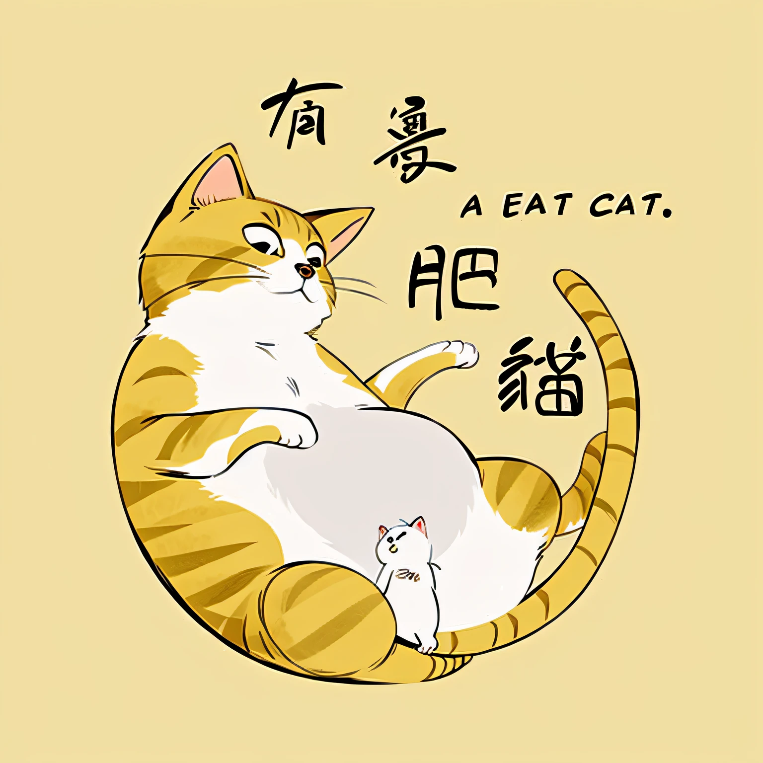 There is a cat sitting on its back holding a ball, Fat cat, A fat, fat cat superhero, fat chibi grey cat, A cat, illustration of a cat, Fat belly, chonker cat, A cute cat, fat dragon, cat design, author:Fu Miao, whole cat body, hybrid of a cat and a chicken