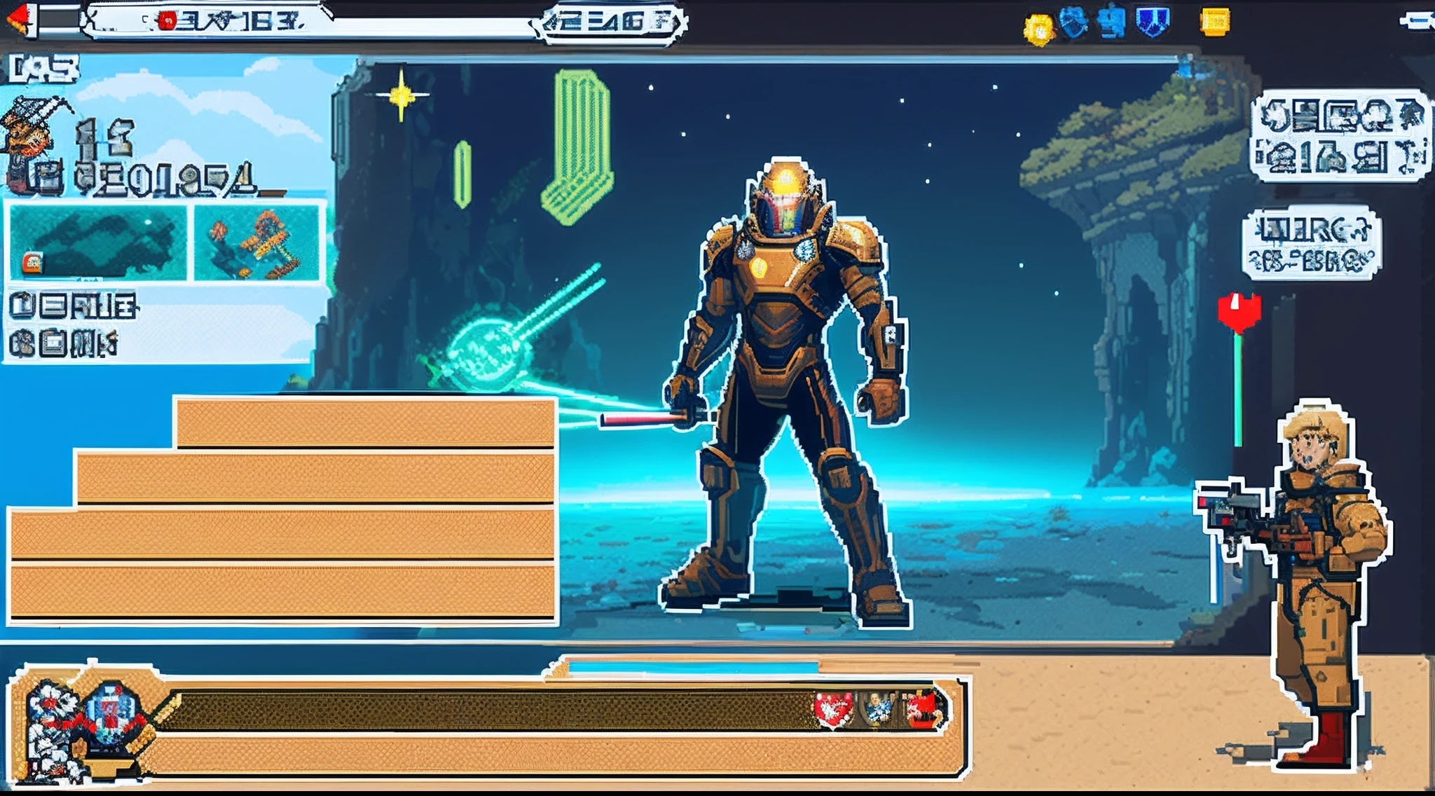 pixel game,character design,Sci-fi suit,Warrior with a laser gun, Pixel art #pixelart