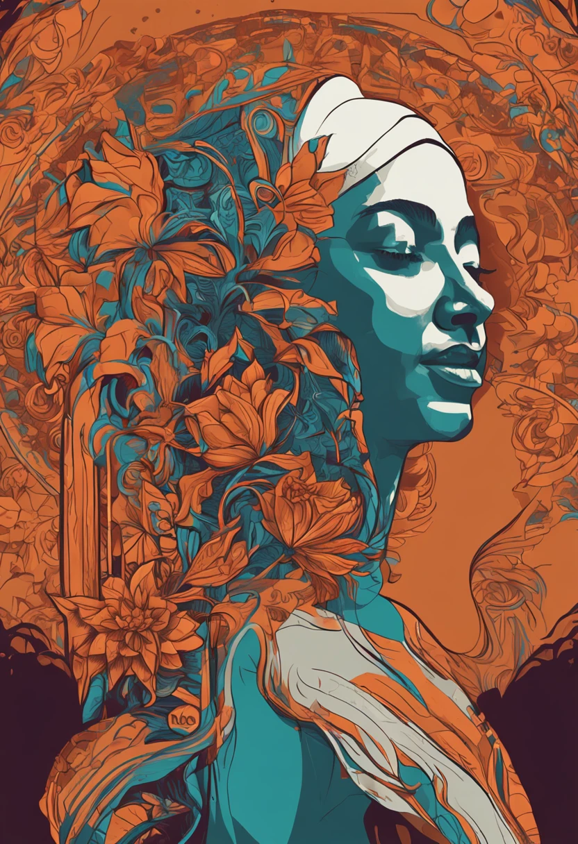 a human face in profile with a lotus sticking out of its head