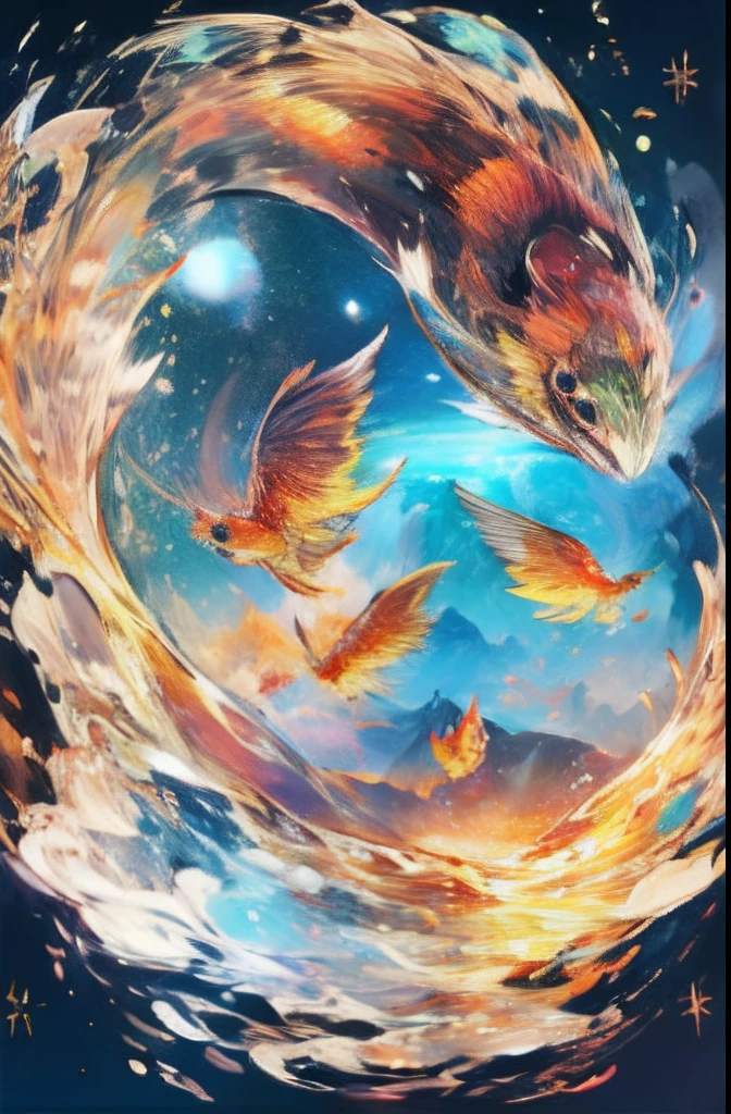 God created the universe,Wings,carp,Illusion,rich colours