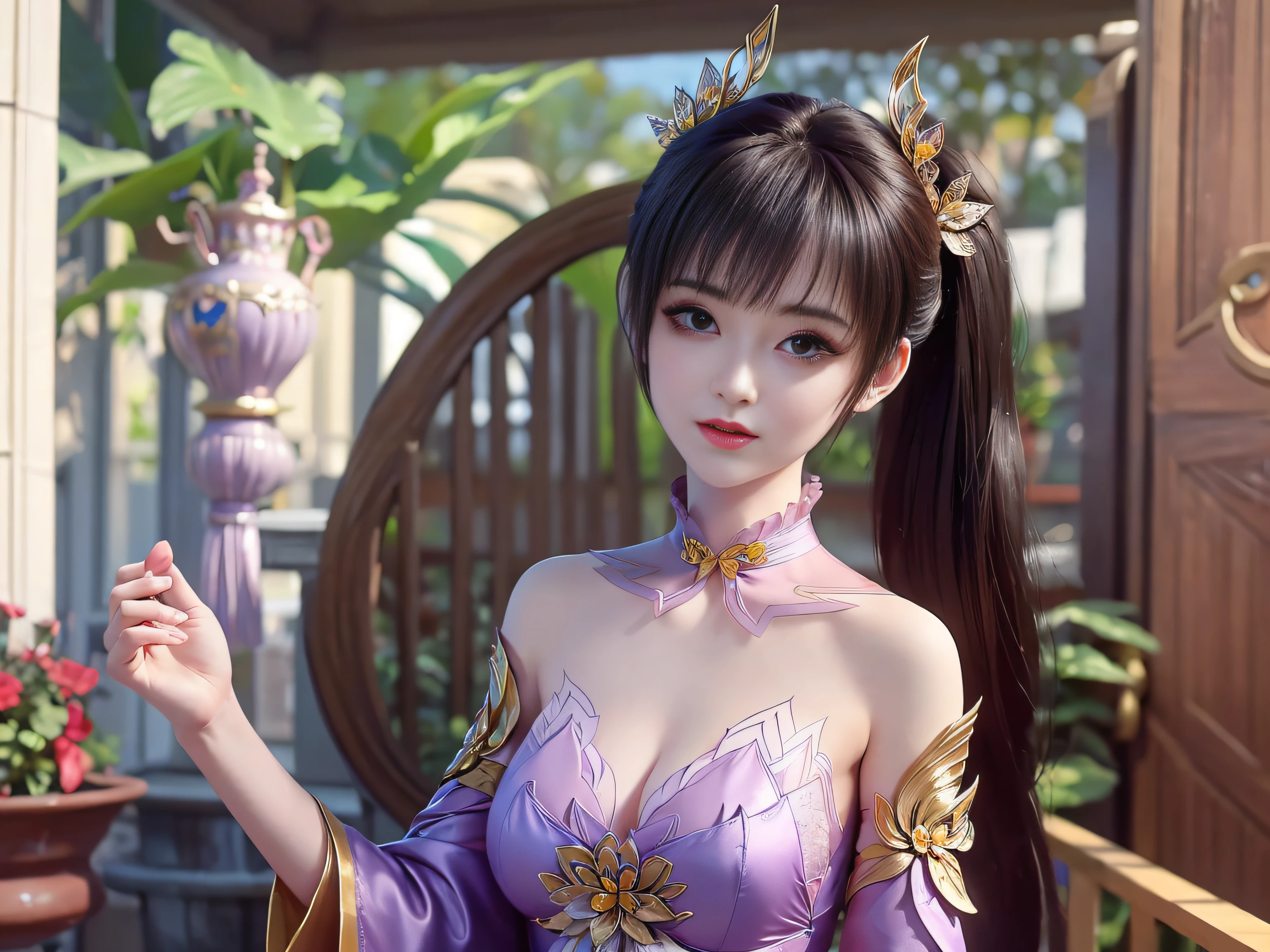 1 20 year old girl, 1 Goddess Athena, Pink purple silk dress, The beautiful goddess Athena had no blemishes on her face, Delicate yellow dressing gown, Beautiful sequin long nightdress,Paired with lots of sexy black lace details, The legend of the female saint, Female saint idol, Beautiful goddess style glitter, Dark and mysterious version, Zhu lips, Plump red lips, Without smiling, Mouth closed, Images with fine detail are beautiful, Delicate and beautiful lip details, (Pure and flawless face: 1.9), Female saint body, gigantic cleavage breasts, ((Super breast lift:1.4)), The breasts are round and regular, Phoenix brooch, Changping bangs, (((Double ponytail: 1.8))), Tattoo of piebald on the forehead, Beautiful clear face and well-proportioned eyes, (Light purple eyes: 1.8), (Big round eyes and makeup, Sexy wet eye makeup, Very beautiful and delicate hair makeup, Delicate long blonde hair, Delicate, Body image: 1.8), figure: vivid vibrant, (The stars that make up the sky: 1.7), (The sky of heaven and the door of imaginary time and space: 1.8), Fictional art, RAW photos, hanfu photos, best photos, high resolution, Best quality, best photos, Best goddess quality, 8K women, Super 8 Single Saint Portrait, truest color scheme, Masterpieces, Best Beauty Brand, The best hair accessory, Live-action photos of the brand, Dark Studio, Border light, Two-tone lighting, (Rose white skin: 1.4), (High skin detail: 1.1), 8K, Ultra HD, Soft light, 8K, High quality, candid, The volume is smooth and sharp, 10x pixel increase, Sexy goddess, (background space: 1.8), (The most beautiful aurora eye: 1.7), Beautiful eyes, The aurora is beautiful and in full bloom, (Beautiful single girl: 1.8), (More details:0.8),