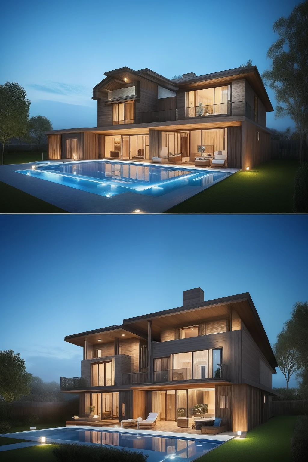 house a like resort luxury five start::3 --aspect 1:1 --version 5.1 --quality .25 --stylize 1000 --chaos 0 --repeat 3 --weird 5 --seed 11, 3d, accent lighting, style arbic 16k, 360 panorama, color cyan, wooden