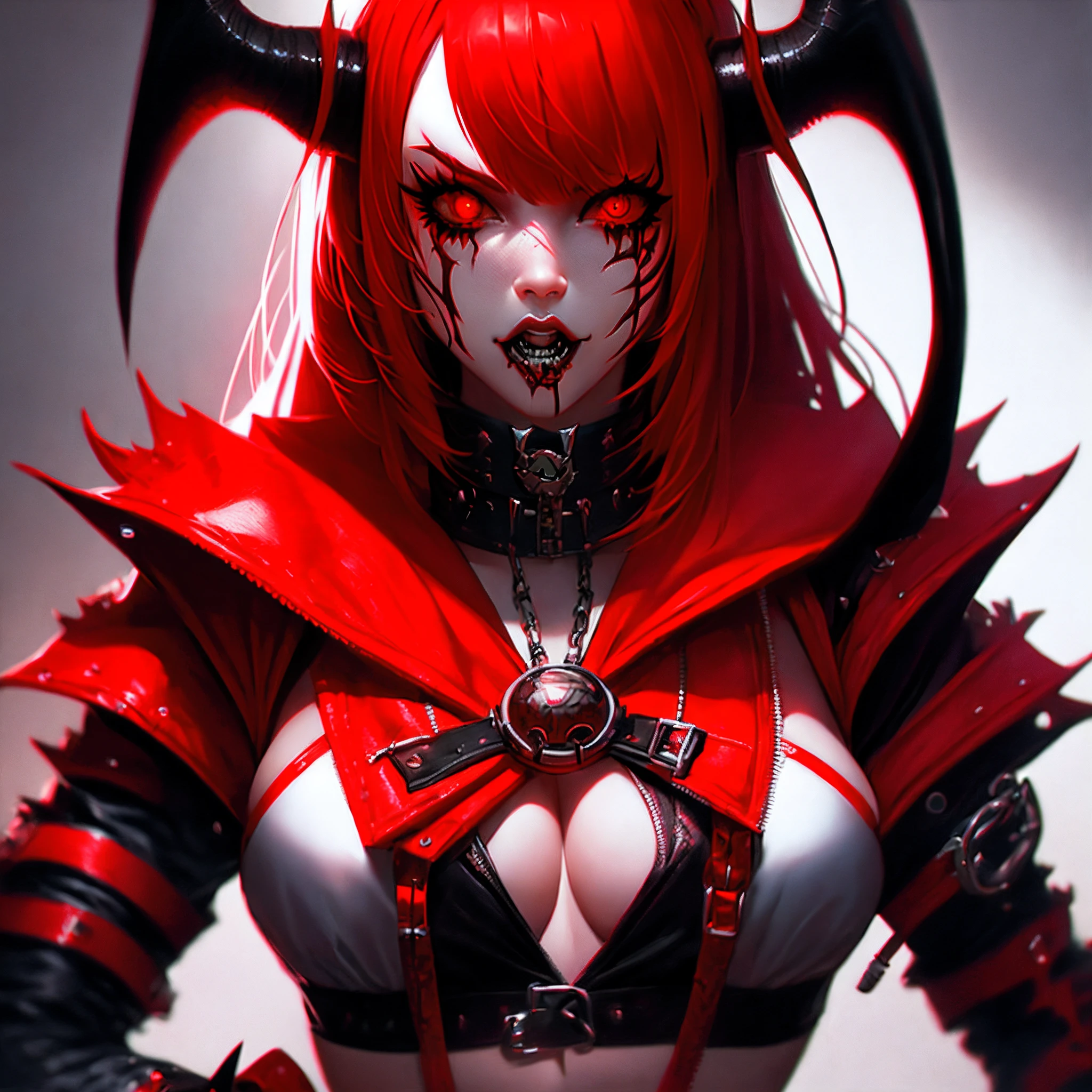 anime devil girl psd, in the style of realism with surrealistic elements, hellish background, piratepunk, detailed character illustrations, 32k uhd, crimson and black, detailed character design,