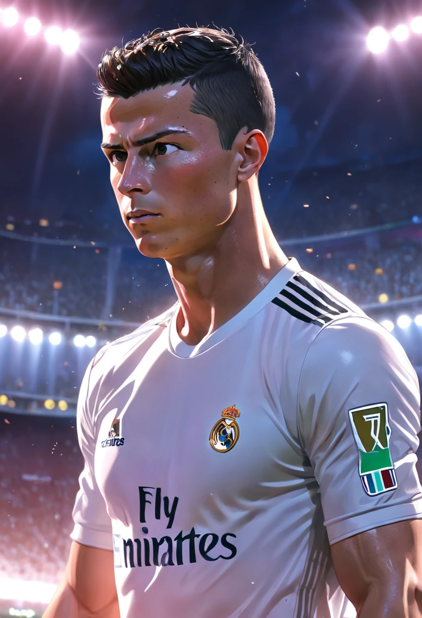 cristiano ronaldo,Terno Real Madrid,(Estilo Pixar) (master part:1.2) (Bokeh) (melhor qualidade) (pele detalhada) (textura detalhada) (8k) (argila) (Cinematic lighting) (foco nítido) (Ultra realista) (humano)