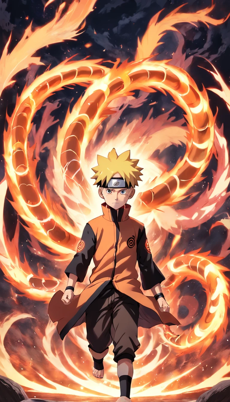 uzumaki naruto,ninjartist,firelight,Nine Tails,High Quality,Spiral pills