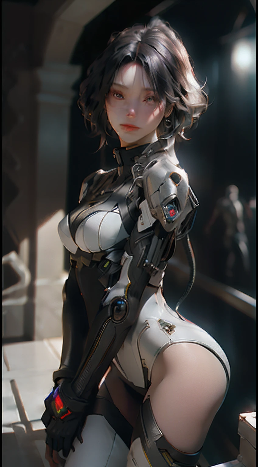 ((Best quality)), ((masterpiece)), (detailed:1.4), 3D, an image of a beautiful cyberpunk female,HDR (High Dynamic Range),Ray Tracing,NVIDIA RTX,Super-Resolution,Unreal 5,Subsurface scattering,PBR Texturing,Post-processing,Anisotropic Filtering,Depth-of-field,Maximum clarity and sharpness,Multi-layered textures,Albedo and Specular maps,Surface shading,Accurate simulation of light-material interaction,Perfect proportions,Octane Render,Two-tone lighting,Wide aperture,Low ISO,White balance,Rule of thirds,8K RAW,