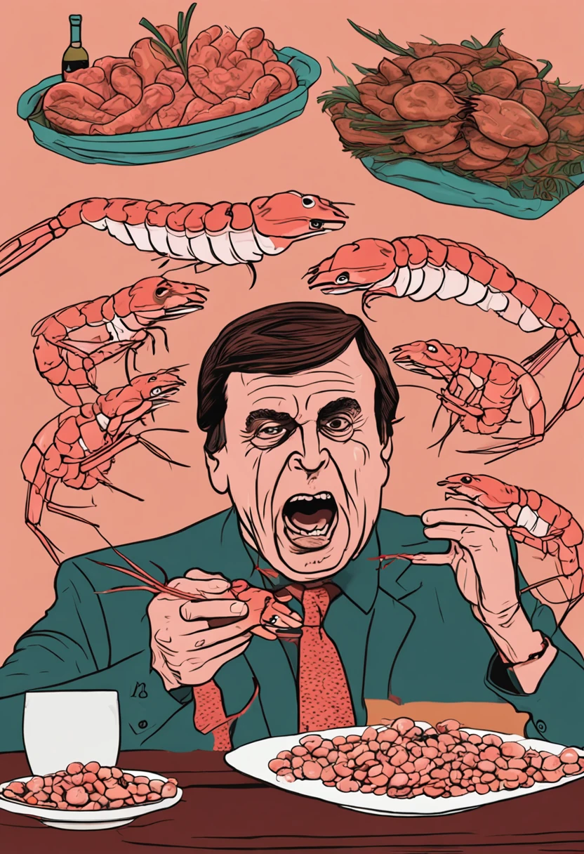 Bolsonaro eating shrimp and choking