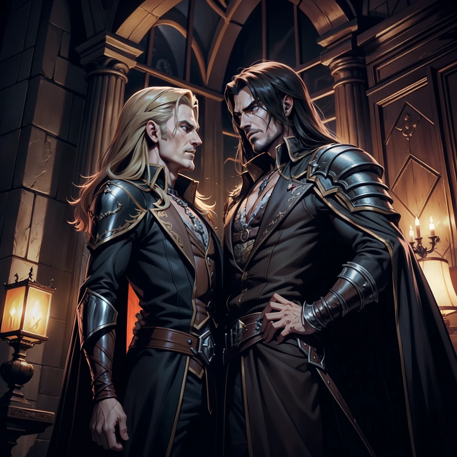 Castlevania Lord of the shadows hyper realistic super detailed cinématique scènes movie Epic Legendary men and Devil detailed faces