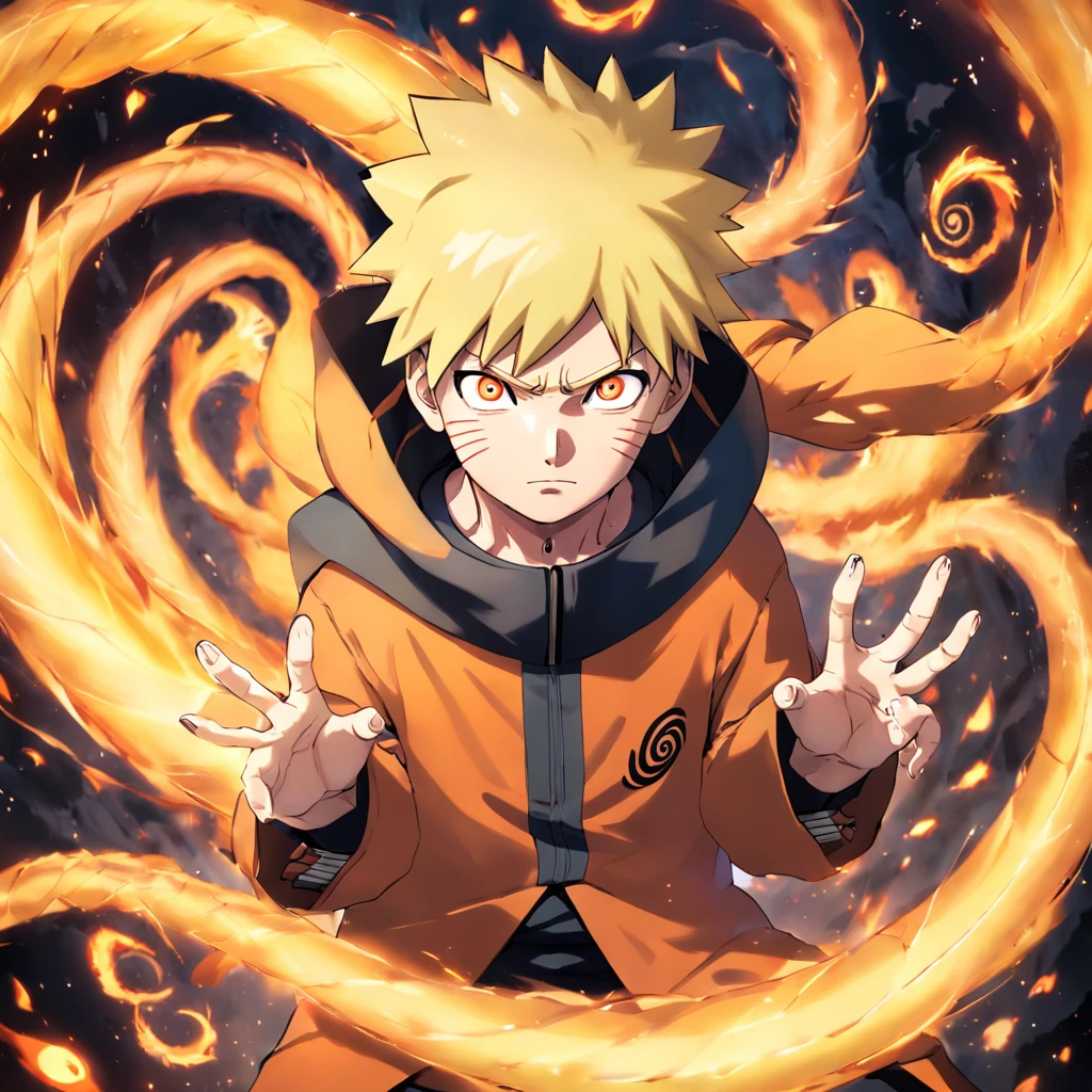 uzumaki naruto,ninjartist,firelight,Nine Tails,High Quality,Spiral pills,High-quality art,Professionally written Naruto Uzumaki