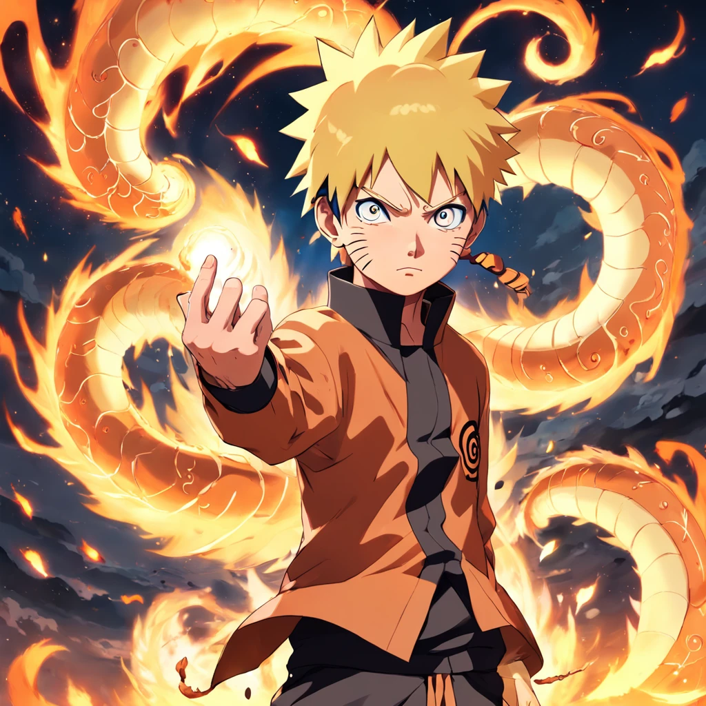 uzumaki naruto,ninjartist,firelight,Nine Tails,High Quality,Spiral pills,High-quality art,Professionally written Naruto Uzumaki