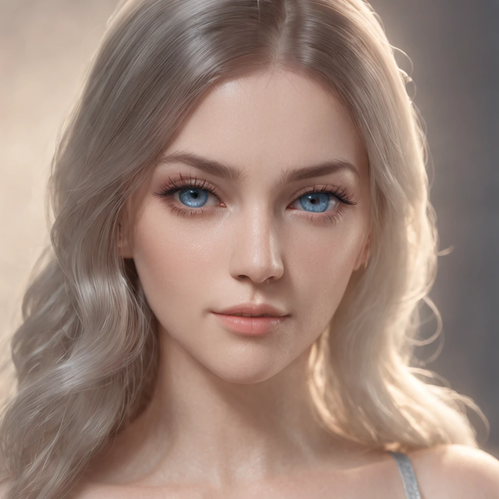 (Профессиональный 3D-рендер:1.3) de (Realistic:1.3) Beautiful girl with a big bust in transparent clothes, neat nose and blue eyes. The hair is long and lush, develop in the wind. photo realism, 4k,CGSesociety,Art Stations