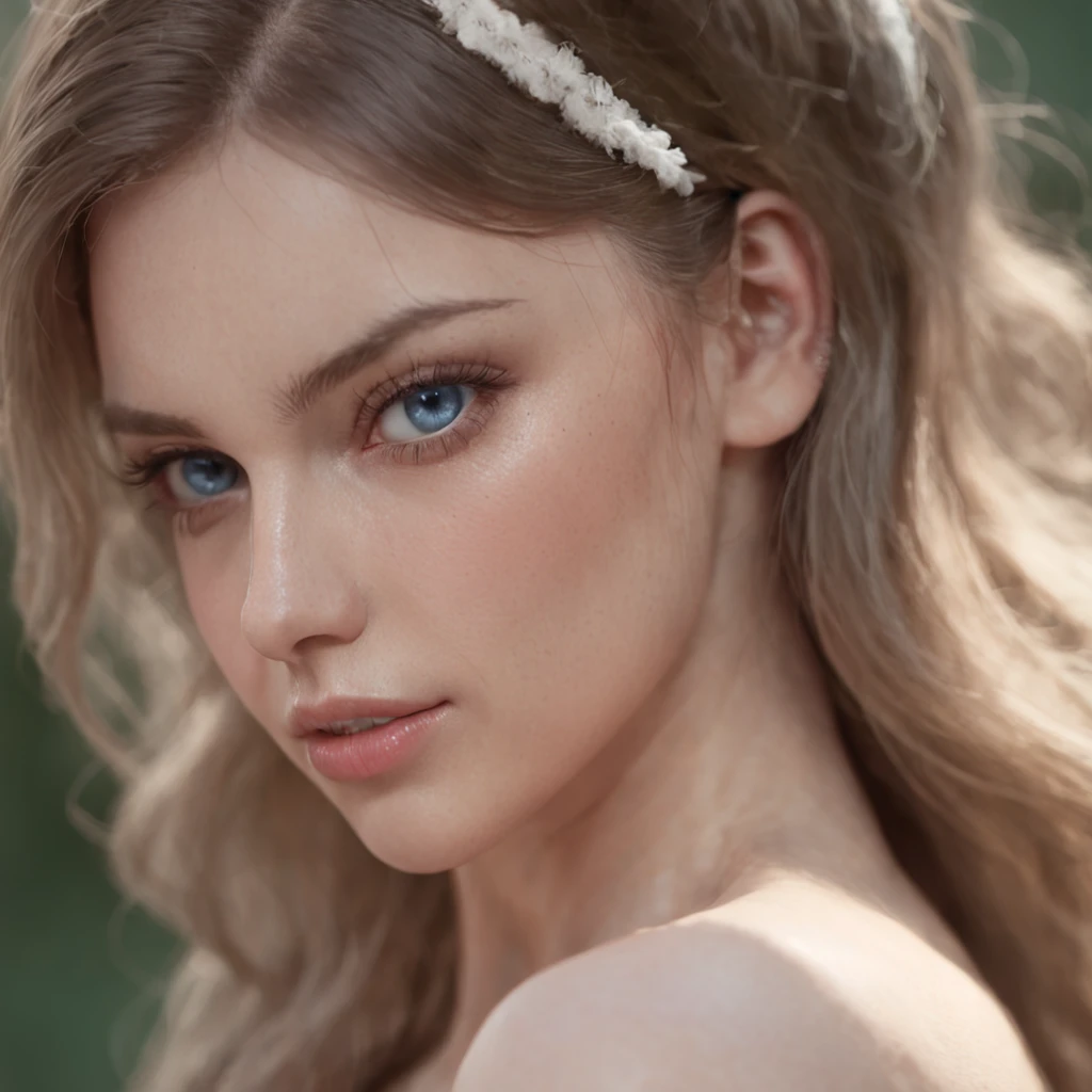 (Профессиональный 3D-рендер:1.3) de (Realistic:1.3) Beautiful girl with a big bust in transparent clothes, neat nose and blue eyes. The hair is long and lush, develop in the wind. photo realism, 4k,CGSesociety,Art Stations