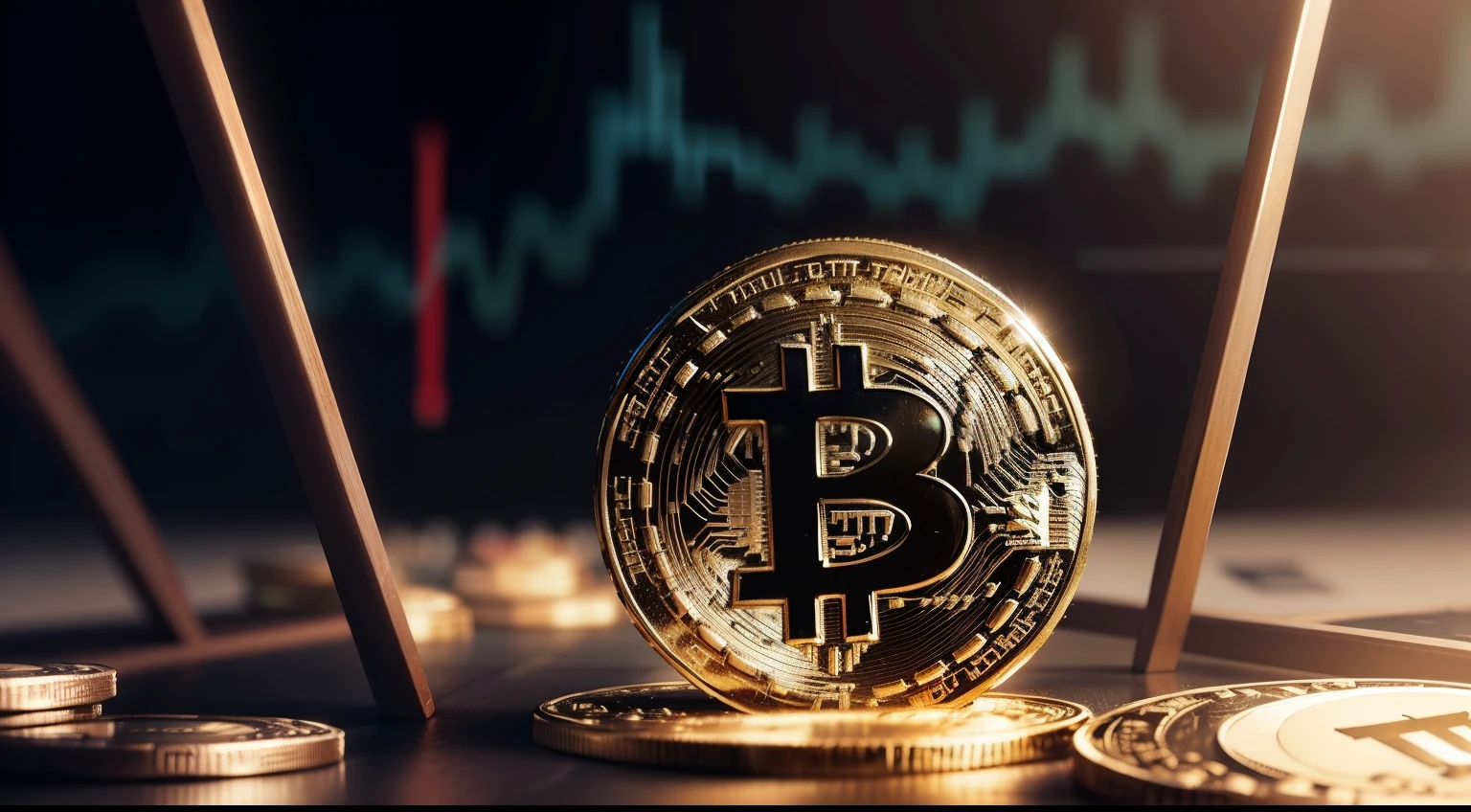 cryptocurrency, NFTs, with bitcoin coins dropping and a rising chart in the background