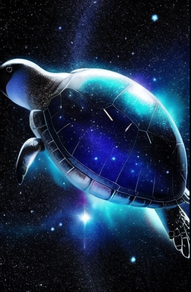 Penguins have a universe in their belly，starrysky，galactic，turtle，rich colours，Brilliant colors，Diamond gloss